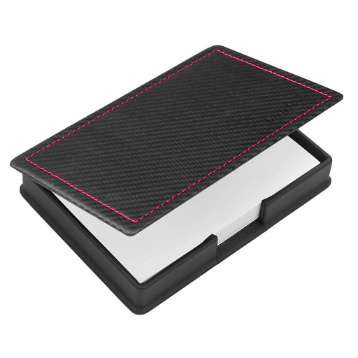 Läufer Ambiente Concerto Leder DIN A6 Zettelkasten Carbon schwarz/pink